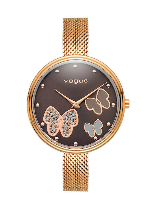 Vogue Papillions II Watch with Pink Gold Metal Bracelet