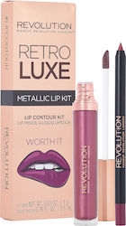 Revolution Beauty Retro Luxe Σετ Μακιγιάζ για τα Χείλη 2τμχ Metallic Worth It