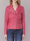 Only Women's Short Biker Artificial Leather Jacket for Winter Fuchsia