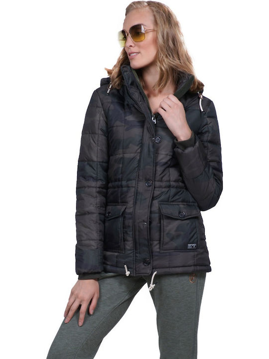 Body Action Women's Short Puffer Jacket for Win...