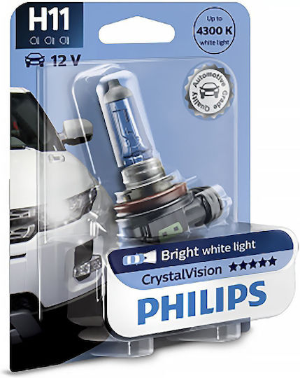 Philips Lamps Car Crystal Vision H11 Halogen 4300K Natural White 12V 55W 1pcs