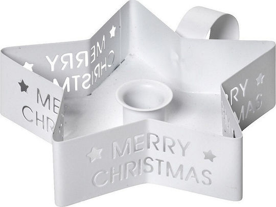 Espiel Star Christmas Metallic White Candlestick 17x15.5cm