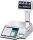 CAS CL5000J-CR Elektronisch Einzelhandelswaage mit Säule und Etikettendruckfunktion mit einer Wiegekapazität von 30kg und einer Unterteilung von 10gr
