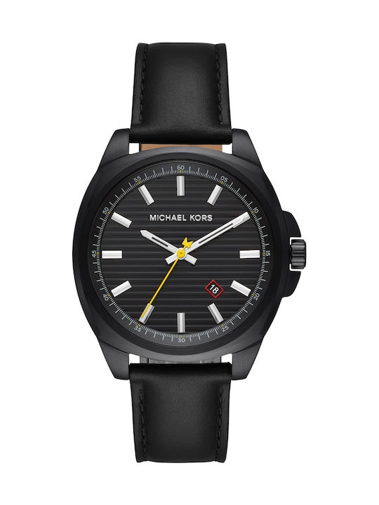 Michael Kors Bryson Men's Watch 42mm Battery with Black Leather Strap