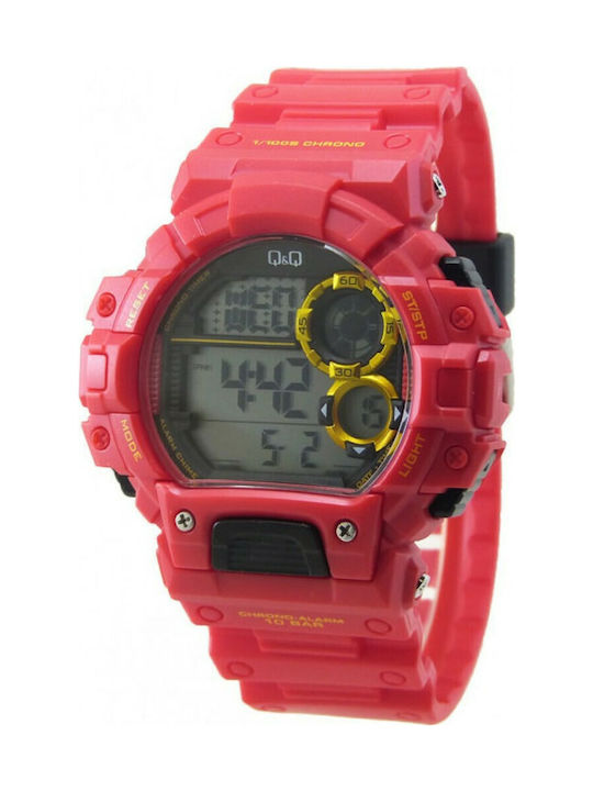 Q&Q Digital Watch Battery with Red Rubber Strap...