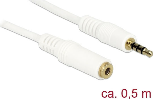 DeLock Καλώδιο Ήχου TRRS 3.5mm male - 3.5mm female Λευκό 0.5m με Επίχρυσους Ακροδέκτες 84717
