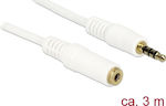 DeLock TRRS 3.5mm male - 3.5mm female Cable White 3m (84483)