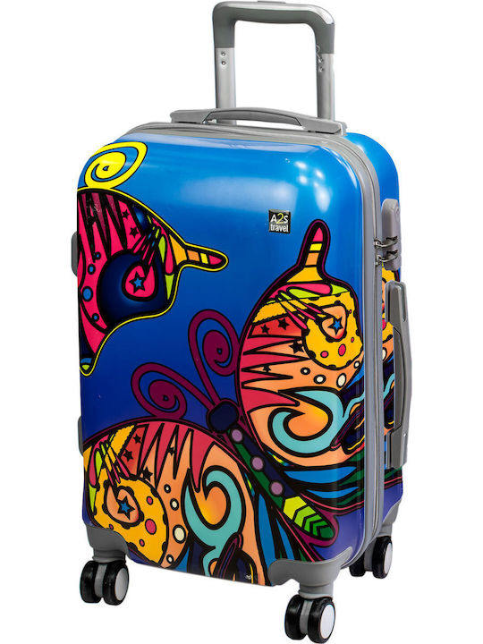 A2S Paint Butterfly Cabin Hard Multicolour Suitcase with 4 Wheels Height 55cm