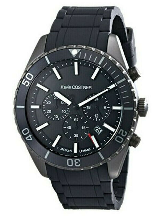 Jacques Lemans Kevin Costner Men's Watch 44mm Chronograph Battery with  Black Rubber Strap KC-104B