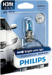 Philips Λάμπα Αυτοκινήτου Crystal Vision H3 Αλογόνου 4300K 12V 55W 1τμχ