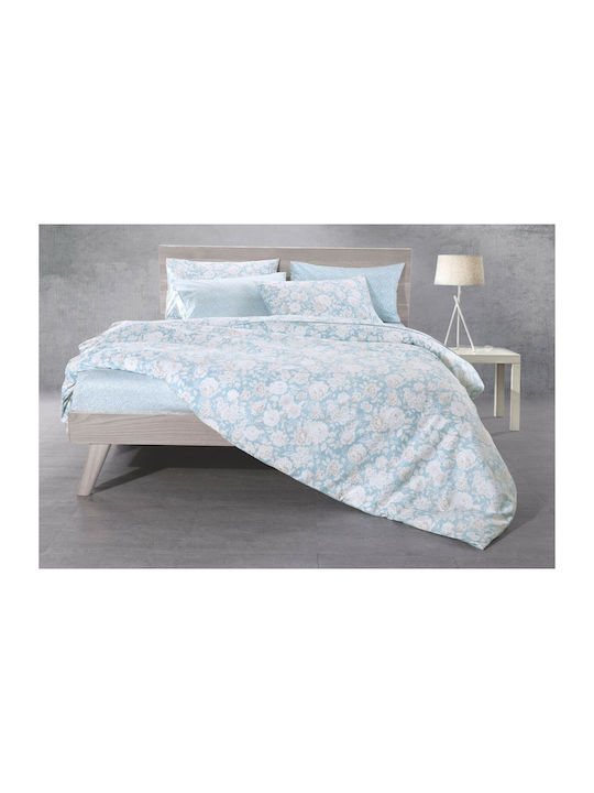 Guy Laroche Set Huse Pentru Pilote Flanelă 225x245cm Superdublu Cu 2 Fețe De Pernă Darcia Albastre