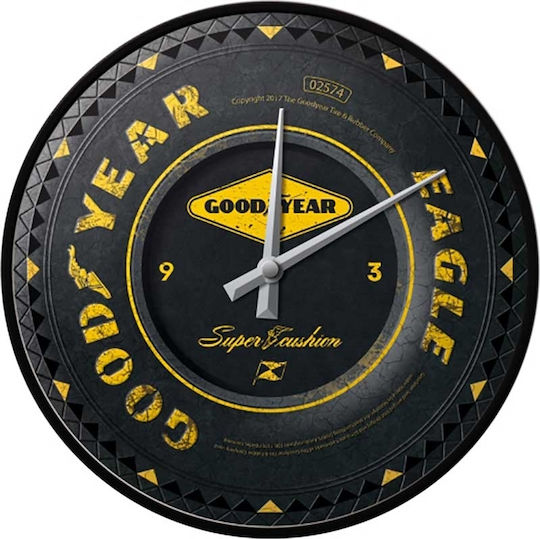Nostalgic Art Goodyear Wheel Ρολόι Τοίχου Μεταλλικό Μαύρο Ø31cm