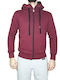 Bodymove -3 Men's Sweatshirt Jacket with Hood and Pockets Burgundy