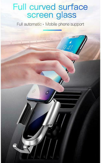 Baseus Glass Surface Gravity Car Mobile Mount 4" - 6" with Adjustable Hooks Silver