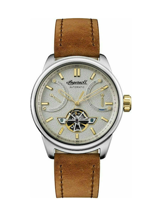 Ingersoll Triumph Automatic Uhr Chronograph Automatisch mit Braun Lederarmband