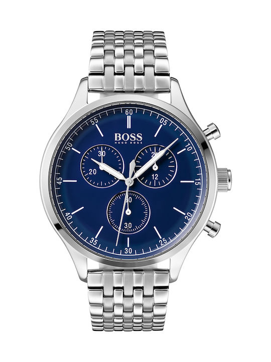 Boss Companion Men's Watch 42mm Chronograph Battery with Silver Metal Bracelet