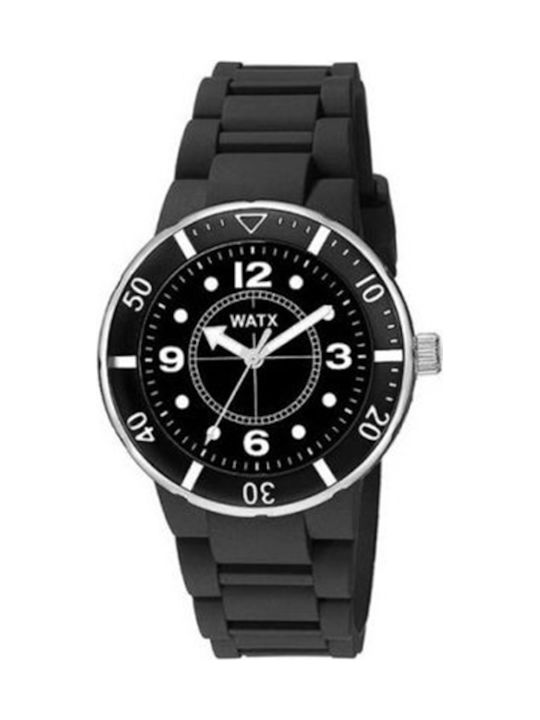 WATX & CO Damen Uhr mit Schwarz Kautschukarmband