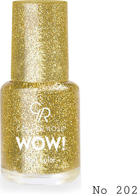 Golden Rose Wow! Glitter Βερνίκι Νυχιών Χρυσό 202 6ml