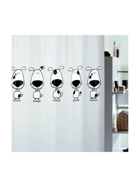 Spirella Beagle Fabric Shower Curtain 180x200cm Black White