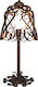 Home Lighting Metal Vintage Table Lamp for Socket E27 with Brown Shade and Bronze Base