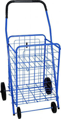 Metallic Shopping Trolley Foldable Blue 54x47x96cm