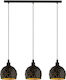 Eglo Roccaforte Pendant Light Three-Light Rail for Socket E14, E.14 Black