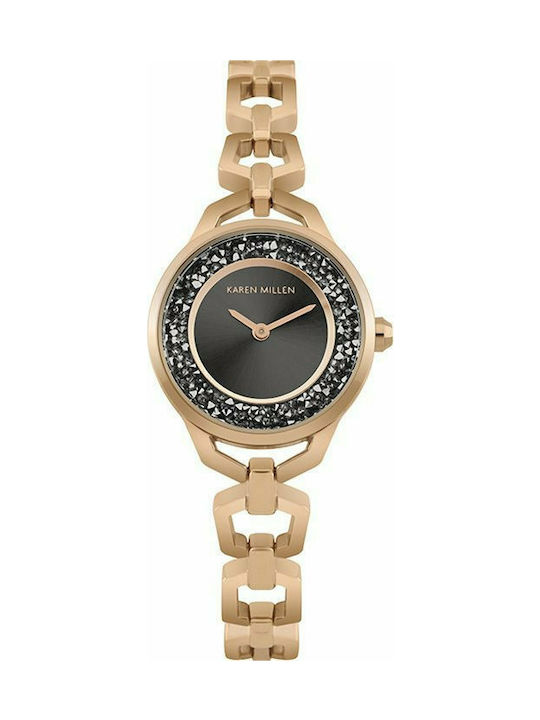 Karen Millen Watch with Metal Bracelet Pink Gold KM171RGM