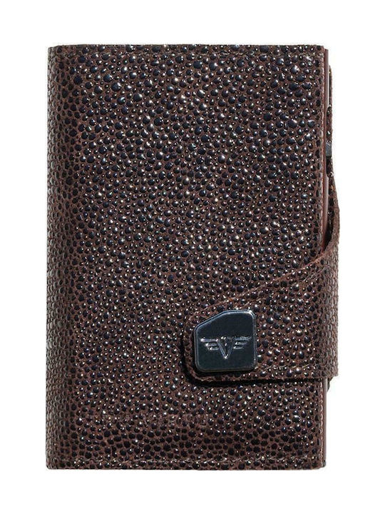 Tru Virtu Click & Slide Men's Leather Card Wallet with RFID και Slide Mechanism Brown