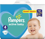 Pampers Πάνες με Αυτοκόλλητο Active Baby Dry No. 4 για 9-14kg 90τμχ