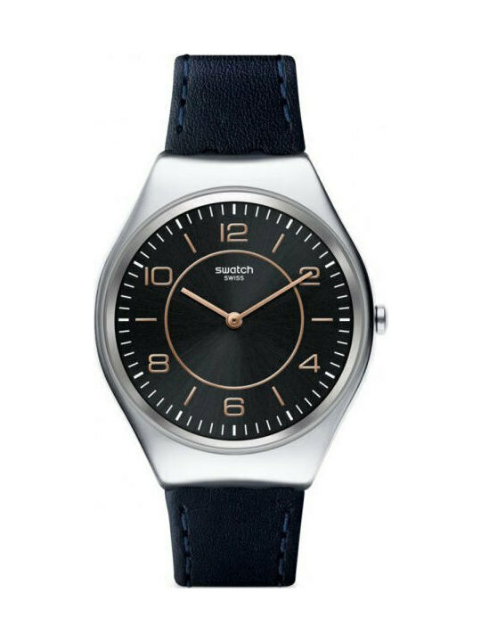 Swatch Skincounter Uhr mit Blau Lederarmband