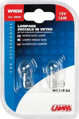 Lampa Lampen Auto Wedge Base Lamp W16W 12V 16W 2Stück