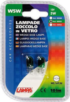 Lampa Lămpi Autoturismului Wedge Base Lamp Green W5W 12V 5W 2buc