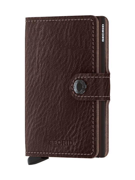 Secrid Miniwallet Veg Men's Leather Card Wallet with RFID και Slide Mechanism Brown