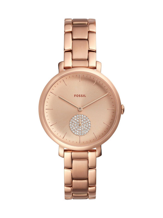 Fossil Jacqueline Crystals Watch with Pink Gold Metal Bracelet