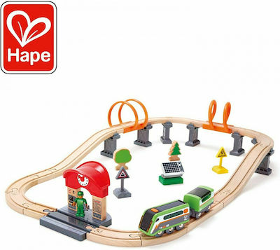 Hape Wooden Train Set Solar Power Circuit with Light for 3+ years