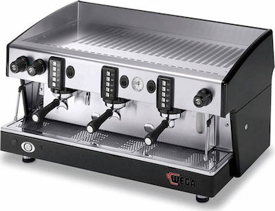 Wega Atlas W01 EVD Schwarzmetallic Gewerbliche Espressomaschine mit 3 Gruppe B98xT57xH52cm