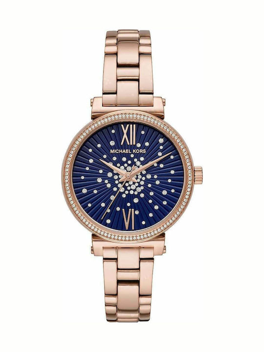 Michael Kors Sofie Γυναικείο Ρολόι 34mm Μπαταρίας με Ροζ Χρυσό Μεταλλικό Μπρασελέ