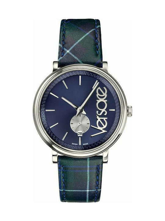 Versace V-Circle The Clans Watch Battery with Blue Leather Strap