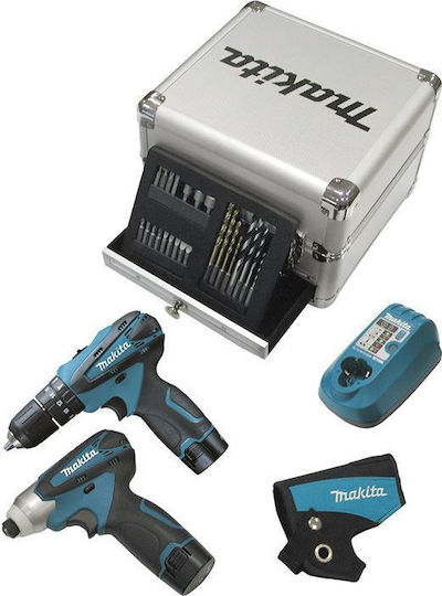 Makita Set Impact Drill Driver & Impact Screwdriver 10.8V with 2 1.3Ah Batteries and Case with Τρυπάνια & Μύτες