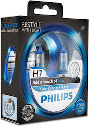 Philips Λάμπες Αυτοκινήτου ColorVision Blue Car +60% H7 Αλογόνου 3350K 12V 55W 2τμχ