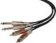 Ibiza Sound Kabel 2x 6,3mm Stecker - 2x RCA-Stecker 1.5m Schwarz (CM1.5RJ-2)