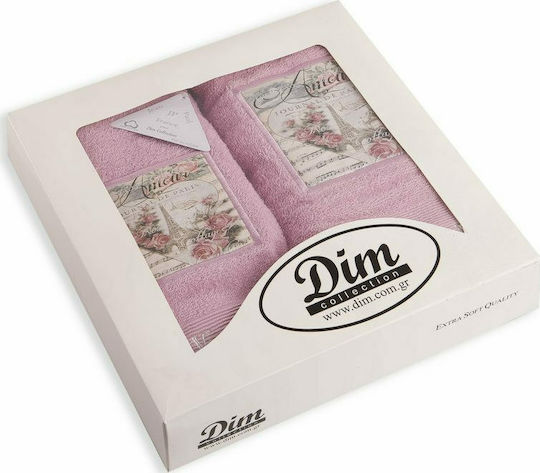 Dimcol Комплект Кърпи 2 Бр Vintage Paris 01 Розов