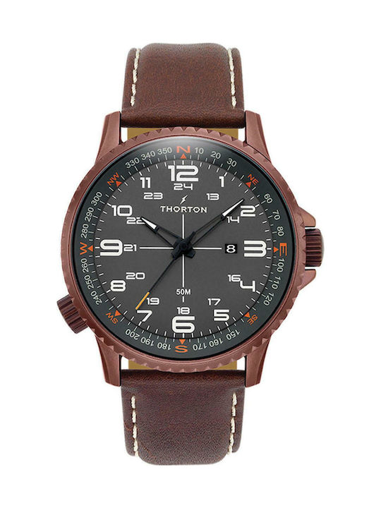 Thorton Kalf Ανδρικό Ρολόι 47mm Μπαταρίας με Κα...