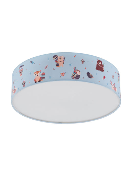 Eglo Ruffo Multi Bulbs Kids Lighting Ceiling Light of Fabric 40W with Drive Size E27 In Light Blue Colour 38x11cm