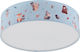 Eglo Ruffo Multi Bulbs Kids Lighting Ceiling Light of Fabric 40W with Drive Size E27 In Light Blue Colour 38x11cm