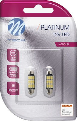 M-Tech Λάμπες Αυτοκινήτου C5W 42mm Canbus LED Λευκό 12V 3.2W 2τμχ