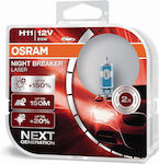 Osram Λάμπες Αυτοκινήτου Night Breaker Laser +150% H11 Αλογόνου 3200K 12V 55W 2τμχ