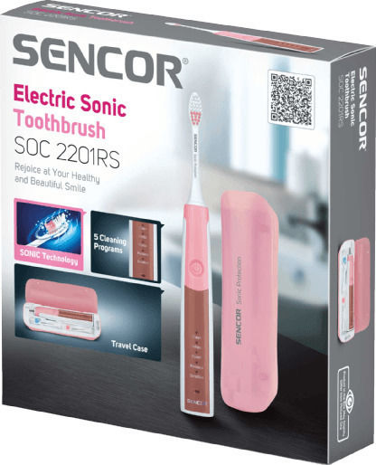 Sencor SOC 2201RS Elektrische Zahnbürste mit Timer und Reisetasche Rosa