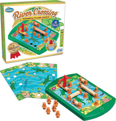 Think Fun Board Game River Crossing Magnetic Plank for 2 Players 7+ Years 076349 (EN)