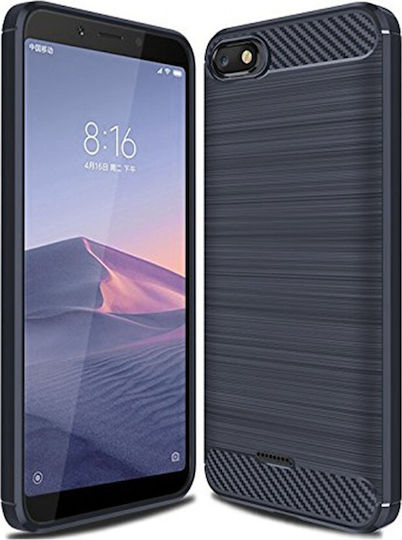 Hurtel Brushed Carbon Back Cover Silicone Blue (Redmi 6a)
